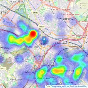 Innovate Estate Agents - Oldbury listings heatmap