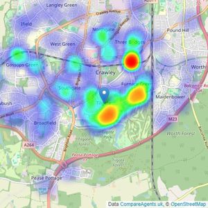 Inspire Estate Agents - Crawley listings heatmap