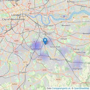 Integra-Estates - South East London listings heatmap