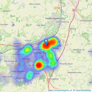 Intercounty - Harlow listings heatmap