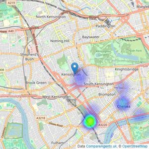 Interlet Sales and Lettings - Kensington listings heatmap