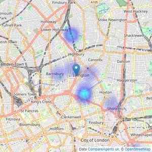 Islington Properties - London listings heatmap