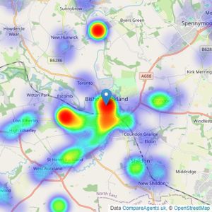 J W Wood - Bishop Auckland listings heatmap