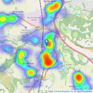 J W Wood - Chester Le Street listings heatmap