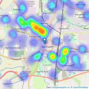 J W Wood - Darlington listings heatmap