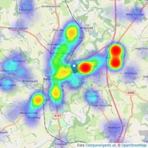 J W Wood - Durham City listings heatmap