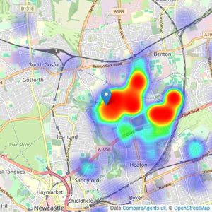 Jack Harrison Estates - Newcastle Upon Tyne listings heatmap