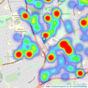 Jackson Grundy Estate Agents - Weston Favell listings heatmap