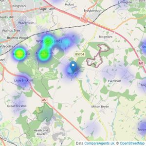 Jackson-Stops - Woburn listings heatmap