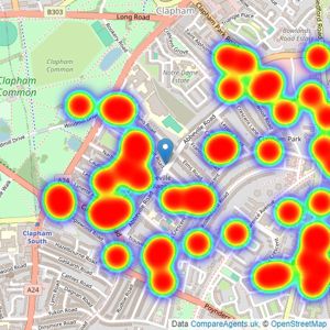 Jacksons Estate Agents - Clapham listings heatmap