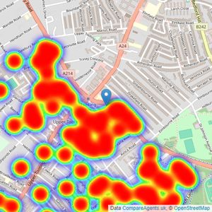 Jacksons Estate Agents - Tooting listings heatmap