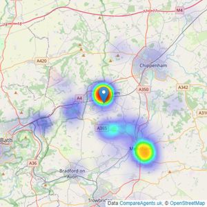 Jaine Whitfield Bespoke Estate Agents - Powered by eXp UK, Corsham listings heatmap