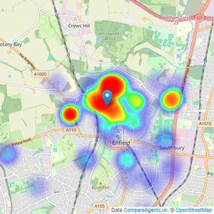 James Hayward - Enfield listings heatmap