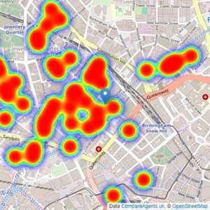 James Laurence Sales and Lettings - Birmingham listings heatmap