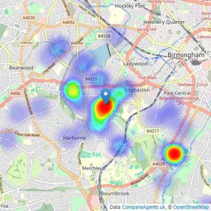 James Laurence Sales and Lettings - Edgbaston listings heatmap