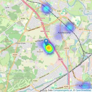 James Neave - The Estate Agent - Addlestone listings heatmap