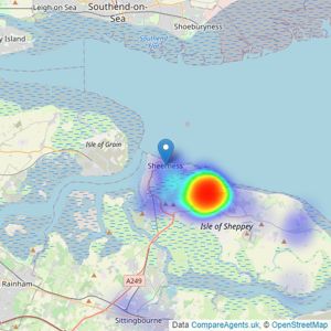 James Perry Estate Agents - Isle of Sheppey listings heatmap