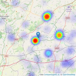 James Pyle & Co - Cotswolds listings heatmap