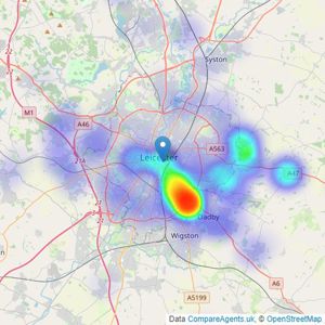 James Sellicks Estate Agents - Leicester listings heatmap