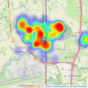 JamesDean Estate Agents - Horley listings heatmap