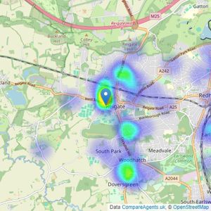 JamesDean Estate Agents - Reigate listings heatmap