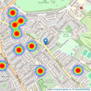 JCP Estate Agents - East Oxford listings heatmap