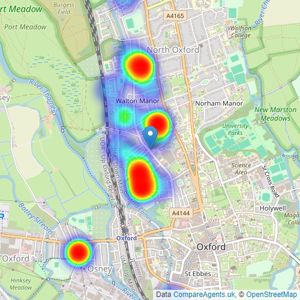 JCP Estate Agents - North Oxford listings heatmap