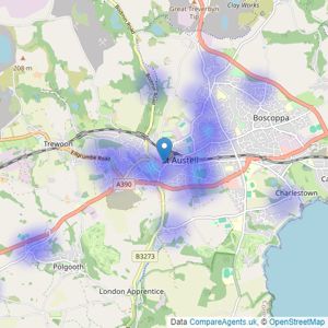 Jefferys - St Austell listings heatmap