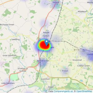 Jennie Jones Estate Agents - Saxmundham listings heatmap