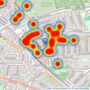 Jeremy Leaf & Co - East Finchley listings heatmap