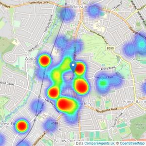 Jeremy Leaf & Co - North Finchley listings heatmap