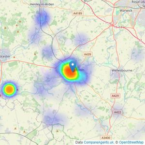 Jeremy McGinn & Co - Stratford-Upon-Avon listings heatmap