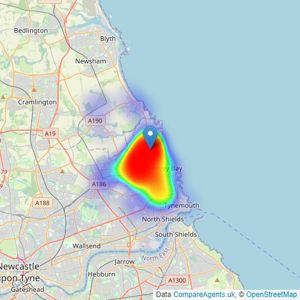 J.G Sawyers & Sons - WHITLEY BAY listings heatmap