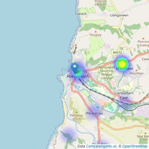 Jim Raw Rees & Co - Aberystwyth listings heatmap