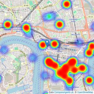 JLL - Canary Wharf listings heatmap