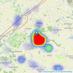 John Alexander Estate Agents & Letting Agents - Tiptree listings heatmap