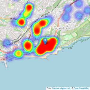 John Bray - Hastings listings heatmap