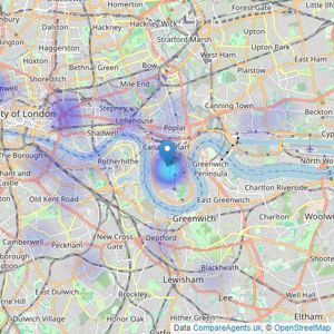 John D Wood & Co - Docklands & City, Docklands & City listings heatmap