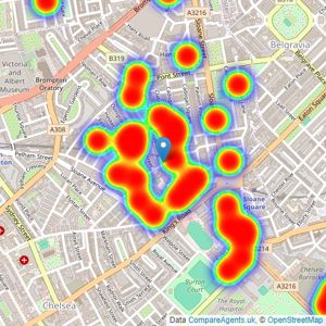 John D Wood & Co. Sales - Cadogan Street listings heatmap