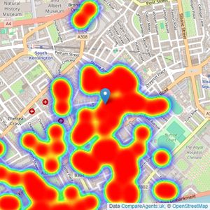 John D Wood & Co. Sales - Chelsea Green listings heatmap