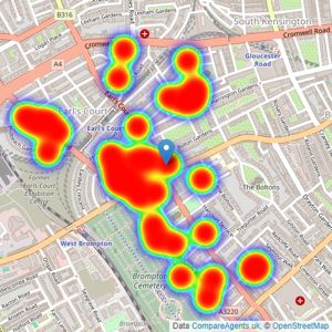 John D Wood & Co. Sales - Earls Court listings heatmap