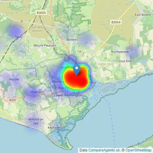 John D Wood & Co. Sales - Lymington listings heatmap