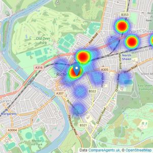 John D Wood & Co. Sales - Richmond listings heatmap