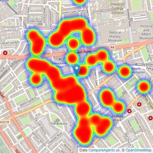 John D Wood & Co. Sales - South Kensington listings heatmap