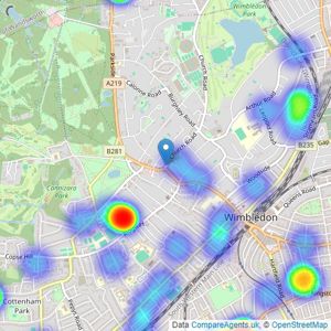 John D Wood & Co. Sales - Wimbledon Village listings heatmap