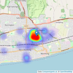 John Edwards & Co - Worthing listings heatmap