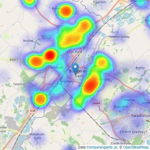 John German - Burton upon Trent listings heatmap