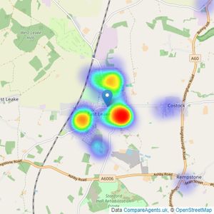 John German - East Leake listings heatmap