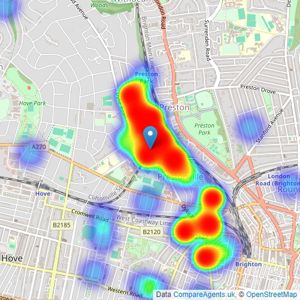 John Hoole Estate Agents - Brighton listings heatmap