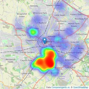 John Payne Estate Agents - Coventry listings heatmap